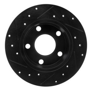 Audi A6 Quattro Brake Rotor (1) - Rear Right - R1 Concepts - Drilled & Slotted - Black - `99-`05
